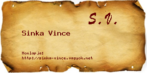 Sinka Vince névjegykártya